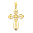 14K Gold Budded Cross Pendant