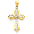 14K Gold And Rhodium Diamond-Cut Cross