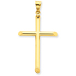 14K Gold  3-D Polished Hollow Cross Pendant