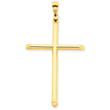 14K Gold  3-D Polished Hollow Cross Pendant