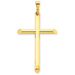 14K Gold  3-D Polished Hollow Cross Pendant