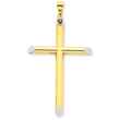 14K Gold & Rhodium 3-D Hollow Cross Pendant