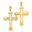 14K Gold  Reversible Diamond Cut Cross Pendant