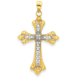 14K Gold & Rhodium Diamond-Cut Cross Pendant