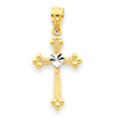 14K Gold & Rhodium Budded Cross Charm