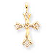 14K Gold A Diamond Cross Pendant