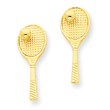 14K Gold Tennis Racquet With Ball Post Earrings