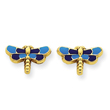 14K Gold Enameled Dragonfly Ear