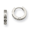 Stainless Steel CZ Hinged Hoop Earrings