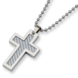 Stainless Steel Grey Carbon Fiber Cross Necklace