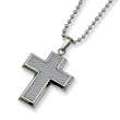 Stainless Steel Grey Carbon Fiber Cross Necklace