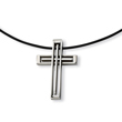 Stainless Steel Leather Cord Cross Necklace