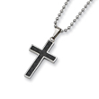 Stainless Steel Carbon Fiber Cross Necklace