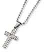 Stainless Steel Diamond Accent Cross Necklace