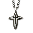 Stainless Steel And Black Color IP-plated Cross Pendant Necklace